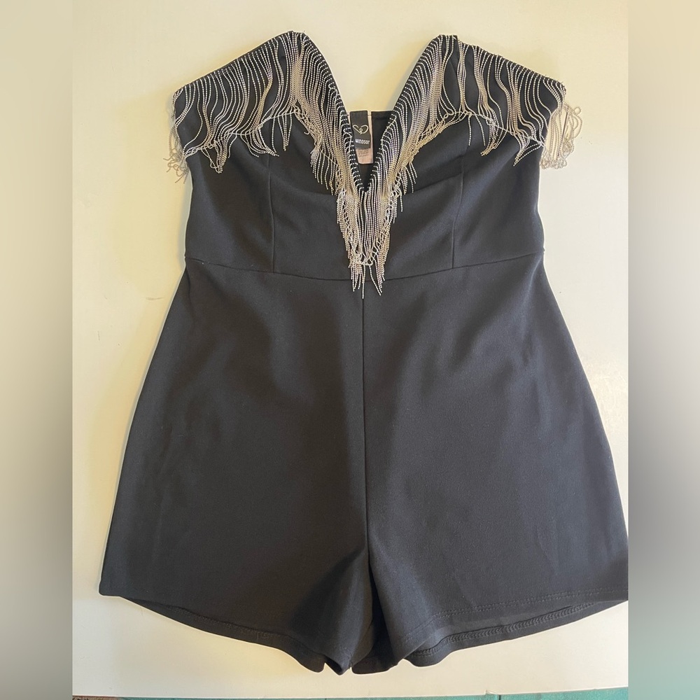 Windsor After Dark Fab Chain Plunging Neckline Strapless Romper Large - Picture 5 of 12